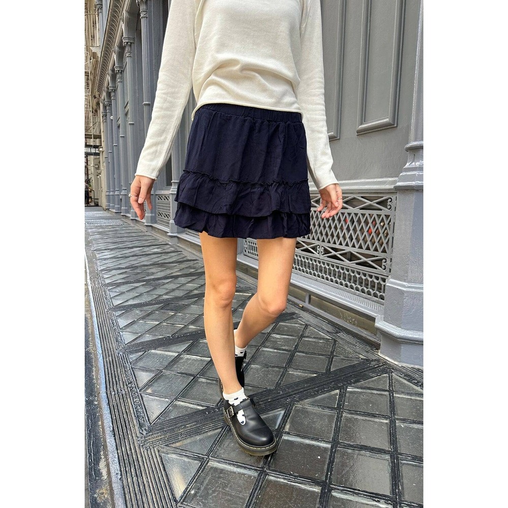Brandy Melville Este Skirt Tiered Ruffle Mini Boho Coquette Soft Girl Summer